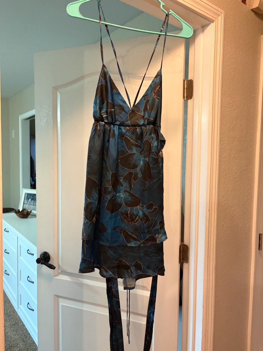 Blue Floral Aloud Strap Dress